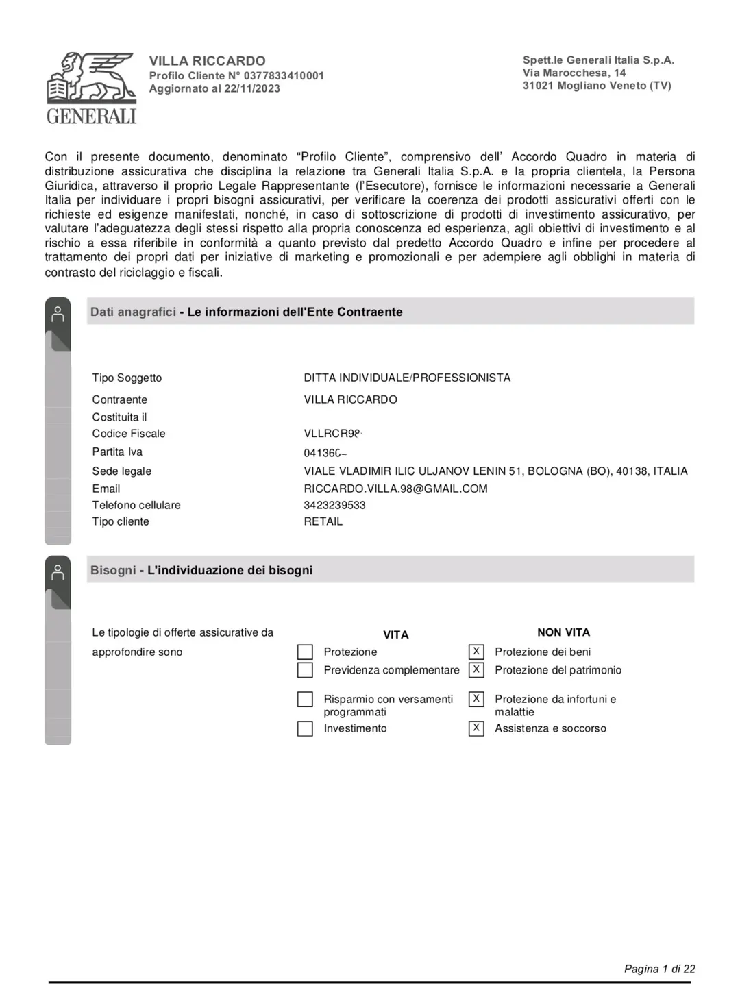 Assicurazione Professionale & Partita IVA